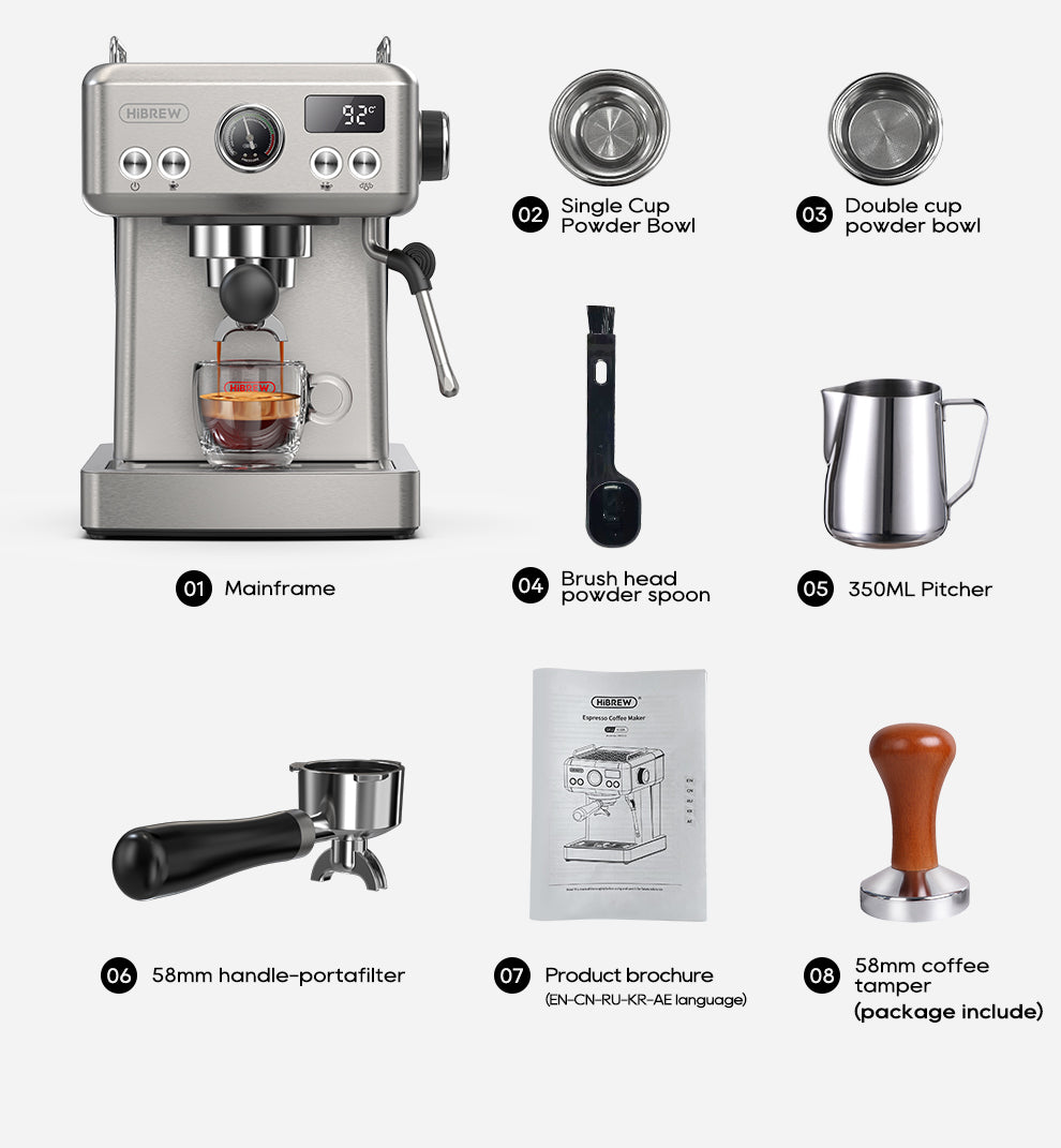 HiBrew Temperature Adjustable Semi Automatic Espresso Machine